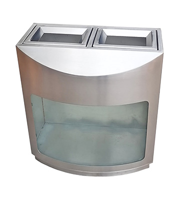 室內地鐵站透明兩連體不銹鋼分類垃圾桶主圖