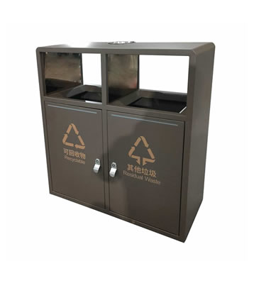 戶外噴塑烤漆兩連體不銹鋼垃圾桶
