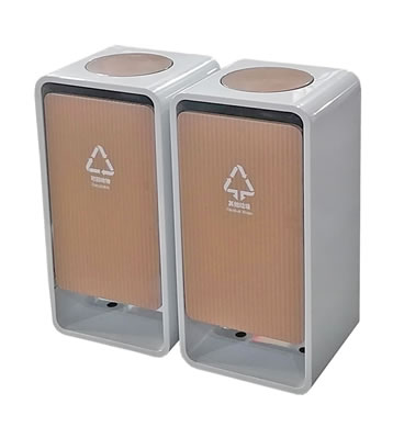 室內(nèi)商用搖擺蓋UV打印不銹鋼分類垃圾桶