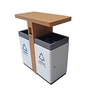 戶外街道小區雙開門不銹鋼分類垃圾桶