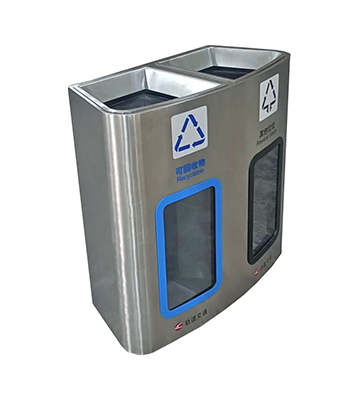 地鐵站通道透明不銹鋼分類垃圾桶