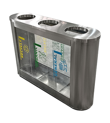 地鐵站機場商場透明不銹鋼分類垃圾桶