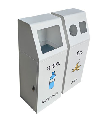 室內(nèi)三色絲網(wǎng)印刷不銹鋼分類垃圾桶