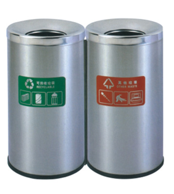 雙桶室內(nèi)加厚不銹鋼兩分類垃圾桶