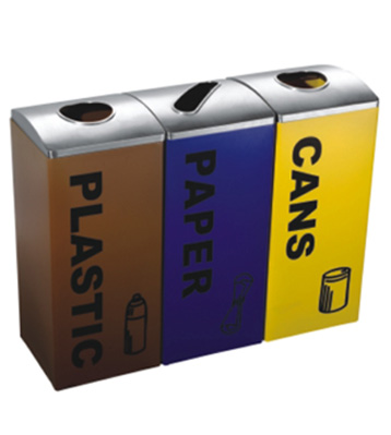 室內(nèi)不銹鋼三分類回收箱