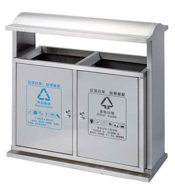市政雙筒環衛不銹鋼分類垃圾箱