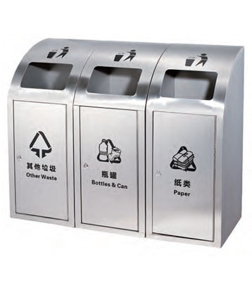 不銹鋼三聯(lián)分類垃圾桶