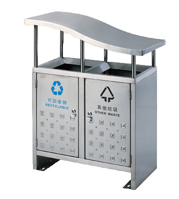 不銹鋼戶(hù)外斜蓋分類(lèi)垃圾桶