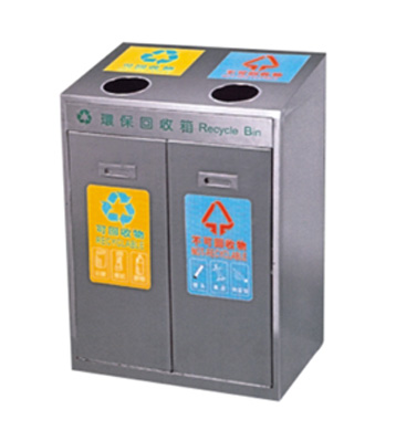 不銹鋼二分類(lèi)環(huán)保果皮箱主圖