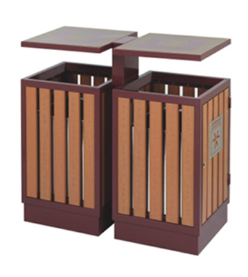 園林景區鋼木分類垃圾箱