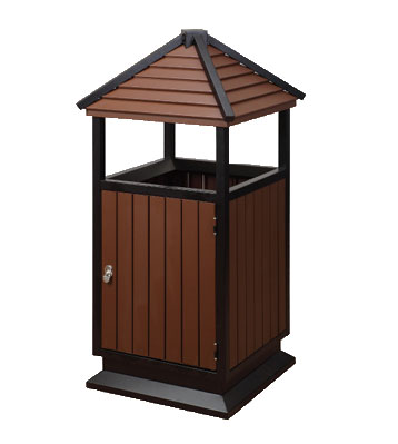 別墅古塔式鋼木垃圾桶