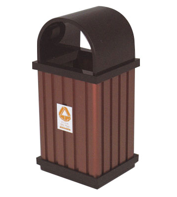 弧形投口鋼木垃圾桶