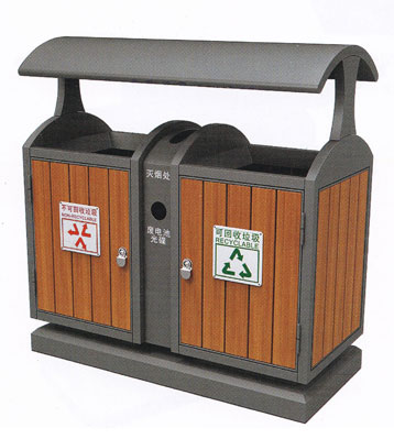 商場分類環保鋼木垃圾桶
