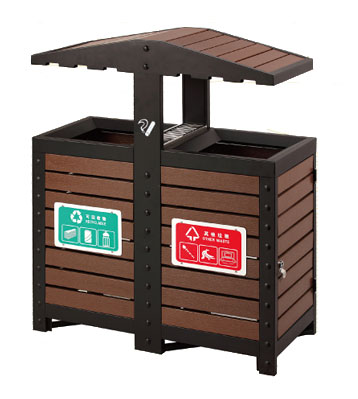 高檔商務鋼木垃圾桶