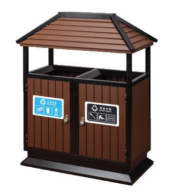 高檔中式鋼木垃圾桶
