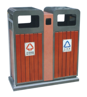 車站分類鋼木垃圾桶