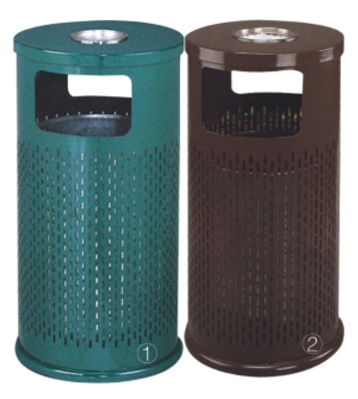 戶外圓形鋼板沖孔垃圾桶