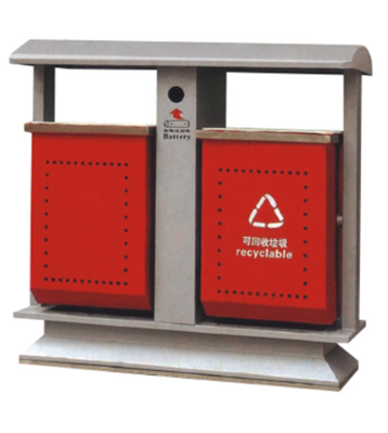 中國紅分類鋼制垃圾箱