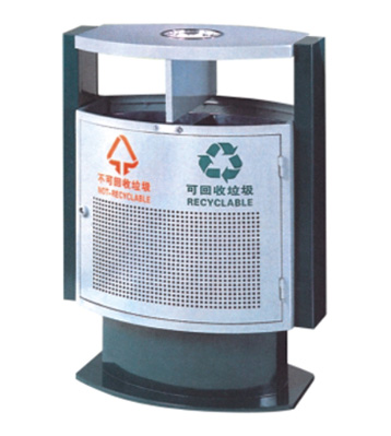 街道分類(lèi)沖孔鋼制垃圾桶