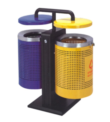 雙色分類鋼制垃圾桶