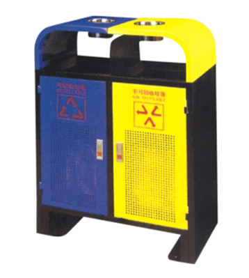 U形戶外雙桶鋼制垃圾桶