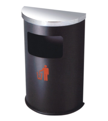 半圓靠墻式鐵板果皮箱