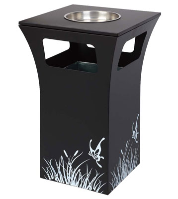 雪中花黑色烤漆垃圾桶