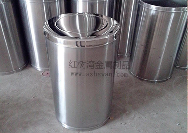 翻蓋不銹鋼商場垃圾桶